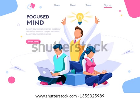 Search ideas, concentration concept. Meditation, health concept, can use for web banner, infographics, hero images. Flat isometric vector illustration isolated on white background