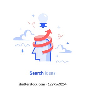   Buscar ideas. Concepto de ilustración vectorial de icono de diseño plano Doodle. 
