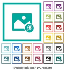 Search image flat color icons with quadrant frames on white background