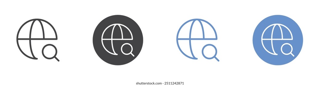 Search inernet icon Flat set in black and white color