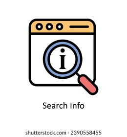 Suche Info Vektor gefüllt Umriss Icon Design Illustration. Geschäfts- und Verwaltungssymbol auf weißem Hintergrund - EPS10-Datei