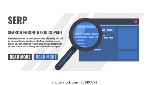Search information concept with magnifying glass and page of website and button for link vector illustration