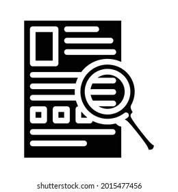 Suche nach Information Glyph Symbol Vektorgrafik. Suche nach Informationszeichen. isoliertes Kontursymbol