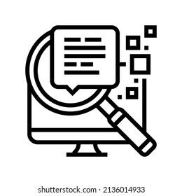 vector de icono de línea de información de búsqueda. signo de información de búsqueda. símbolo de contorno aislado ilustración negra