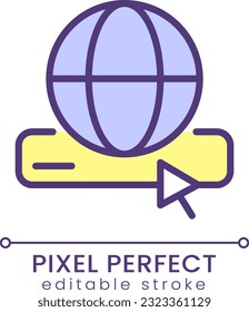 Search for information on internet pixel perfect RGB color icon. Online data sources. Customer requests. Isolated vector illustration. Simple filled line drawing. Editable stroke. Poppins font used