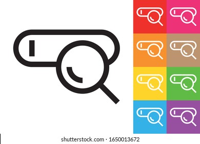 Search Input. Line Icon With Different Color Background.