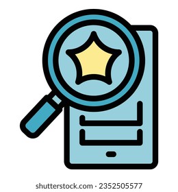 Search integrity icon outline vector. Core mission. Vision trust color flat