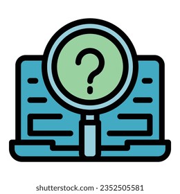 Vector de contorno de icono de integridad de búsqueda. Misión básica. Color de confianza de visión