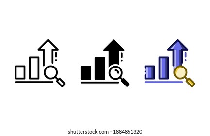 Search intensity icon. With outline, glyph, and filled outline styles
