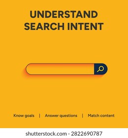Search intent concept illustration showing an empty digital browser bar on a bright yellow background for modern marketing strategy and website traffic optimization educational graphic design