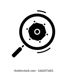Search interactions black icon, concept illustration, vector flat symbol, glyph sign.