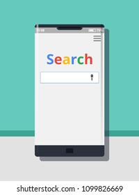 Search the Internet on your smartphone. Banner.Poster.Vector illustration.