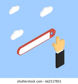 Search the Internet through a web browser. Vector isometric illustration.