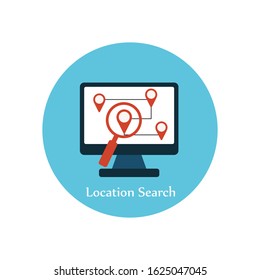 Search internet web with magnifying glass locator vector icon