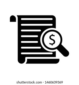 search invoice glyph flat vector icon