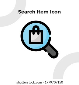Search Item Icon with Dashed Filled Outline Style, Vector Editable 