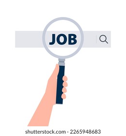 Search job, employment. Magnifying glass. We are hiring.