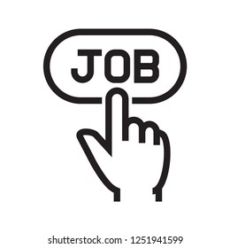 Search job, hand pointer click button for search a jobs. Using icon for people who are looking for jobs on internet. Simple flat design. Isolate on white background.