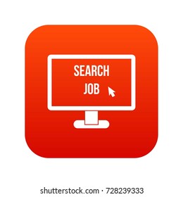 Search Job icon digital red for any design isolated on white vector illustration