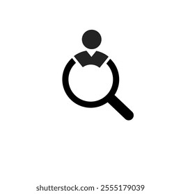 Search job icon. Hiring icon. Search job vacancy icon. Human resources concept. Recruitment. Vector image. Glyph icon