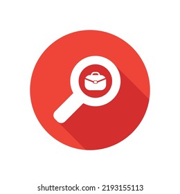 Search job icon with long shadow effect. Vector illustration.