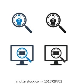 Search Job Icon Set. Flat style vector EPS.