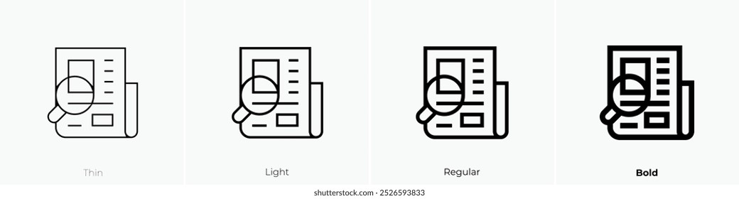 search job icon. Thin, Light Regular And Bold style design isolated on white background