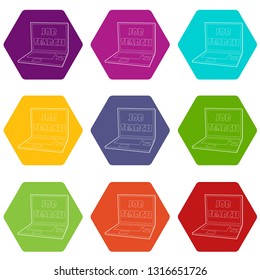 Search job icons 9 set coloful isolated on white for web