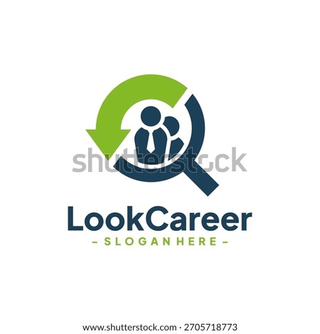 Search job logo design template. Concept of professional employee recruitment agency logo vector
