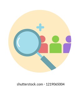 Search Job. Magnifying glass searching business people