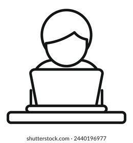 Search job on laptop icon outline vector. Career person. Business online
