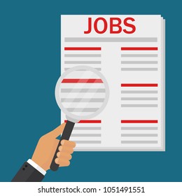 Search the job on newspaper concept. vector icon illustration