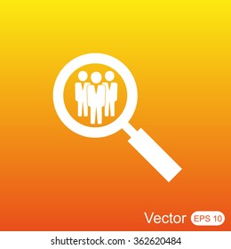 Search for job symbol.Team work icon.Vector illustration. Flat design.