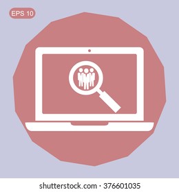 Search for job symbol.Team work icon.Vector illustration. Flat design.