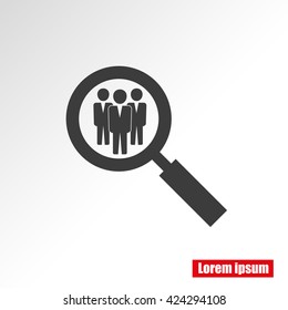 Search for job symbol.Team work icon.Vector illustration. Flat design.
