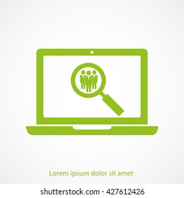 Search for job symbol.Team work icon.Vector illustration. Flat design.
