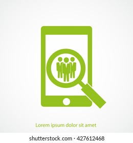 Search for job symbol.Team work icon.Vector illustration. Flat design.
