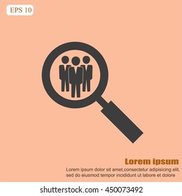 Search for job symbol.Team work icon.Vector illustration. Flat design.
