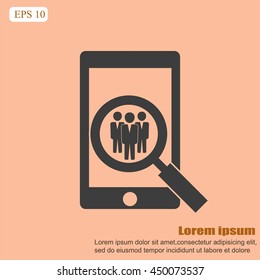 Search for job symbol.Team work icon.Vector illustration. Flat design.
