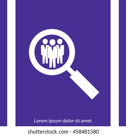 Search for job symbol.Team work icon.Vector illustration. Flat design.