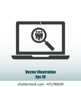 Search for job symbol.Team work icon.Vector illustration. Flat design.