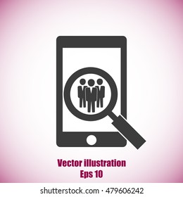 Search for job symbol.Team work icon.Vector illustration. Flat design.