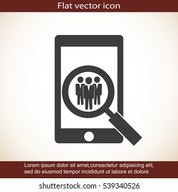 Search for job symbol.Team work icon.Vector illustration. Flat design.