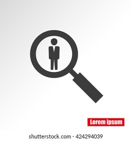 Search for job symbol.Vector illustration. Flat design.
