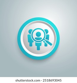 Search job vacancy iblue con in flat style. Loupe career vector illustration on white isolated background. Find people employer business concept