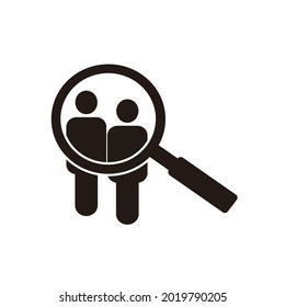 Search job vacancy icon in flat style. Loupe career vector illustration on white isolated background. Find people employer business concept.