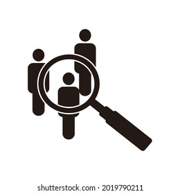 Icono de búsqueda de empleo en estilo plano. Ilustración vectorial de carrera en fondo blanco aislado. Encuentra el concepto de empresa de la gente.
