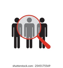 Ícone Pesquisar vaga de emprego em estilo simples. Ilustração do vetor da carreira da Loupe no fundo isolado branco. Encontrar pessoas empregador conceito de negócios.