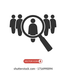 Search job vacancy icon. symbol of finding a job to do business, vector illustration on white isolated background