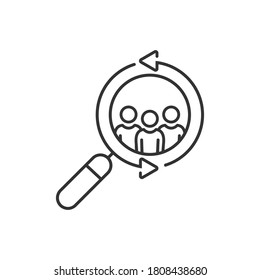 Search job vacancy icon thin line style. Loupe career symbol  on white isolated background. Find people employer business concept. editable stroke vector illustration eps10